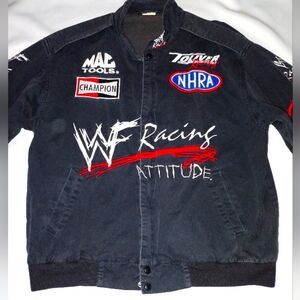 Rare Vintage WWF Black Racing Attitude Jacket